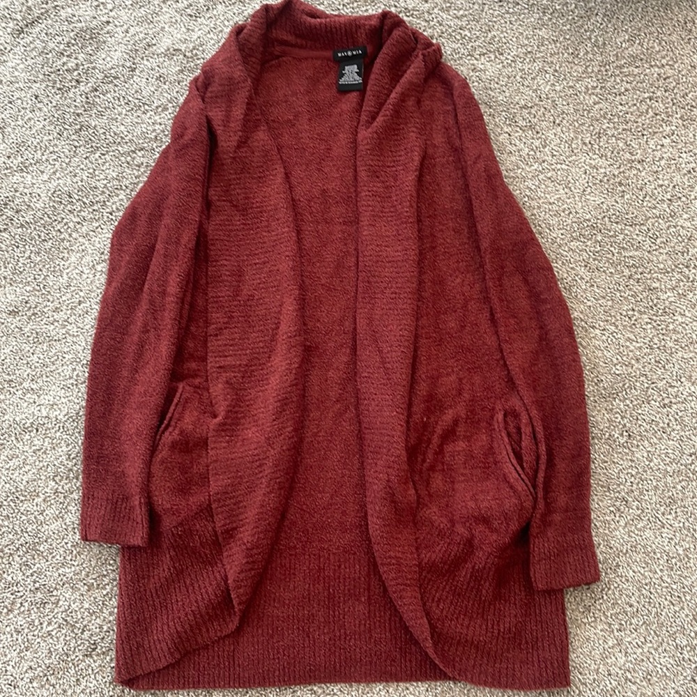 Max and Mia XS shawl neck burgundy cardigan sweater with pockets